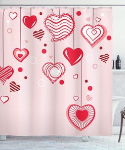 Amor Corazones Caramelo CaÃ±a Globos Shower Curtain - Home Decor Image for Bathroom 