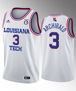 Amorie Archibald 3 Louisiana Tech Bulldogs Home Uniform Jersey College Basketball White
