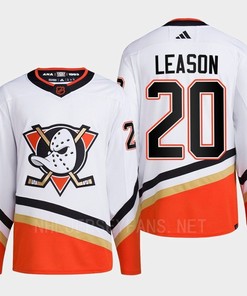 Anaheim Ducks 2022 Reverse Retro 2.0 Brett Leason 20 White Primegreen Jersey Men's