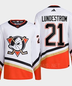 Anaheim Ducks 2022 Reverse Retro 2.0 Isac Lundestrom 21 White Primegreen Jersey Men's