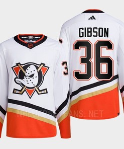 Anaheim Ducks 2022 Reverse Retro 2.0 John Gibson 36 White Primegreen Jersey Men's