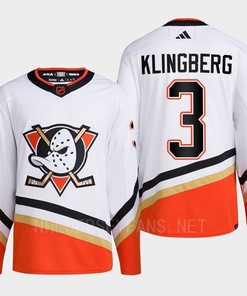 Anaheim Ducks 2022 Reverse Retro 2.0 John Klingberg 3 White Primegreen Jersey Men's