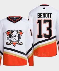 Anaheim Ducks 2022 Reverse Retro 2.0 Simon Benoit 13 White Primegreen Jersey Men's