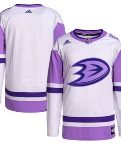 Anaheim Ducks Adidas Hockey Fights Cancer Primegreen Authentic Blank Practice Jersey - White/purple Nhl