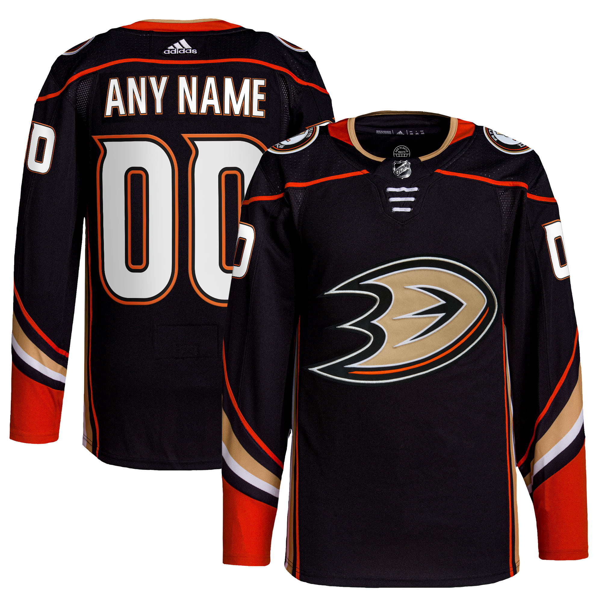Anaheim Ducks Adidas Home Authentic Pro Custom Jersey Black Custom Jerseys Nhl