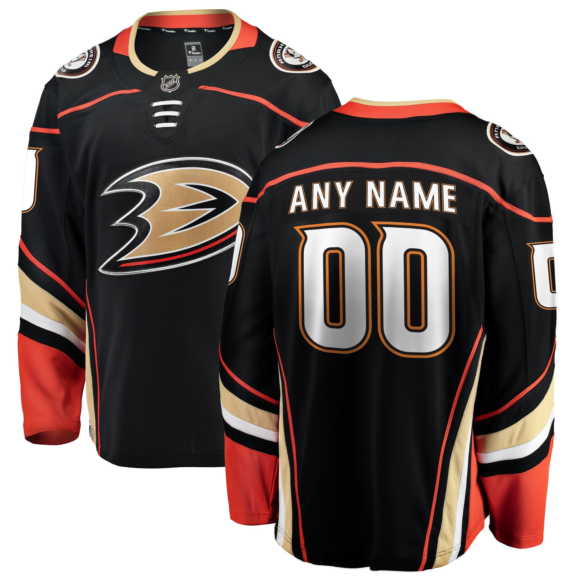 Anaheim Ducks Fanatics Branded Home Breakaway Custom Jersey - Black Custom Jerseys Nhl