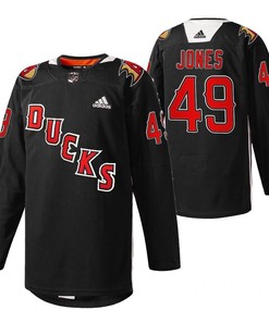 Anaheim Ducks Max Jones 2022 Angels Night Black 49 Jersey Practice Jersey