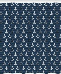 Anchor Adventure Cottage Nautical Shower Curtain Blue Bathroom Decor