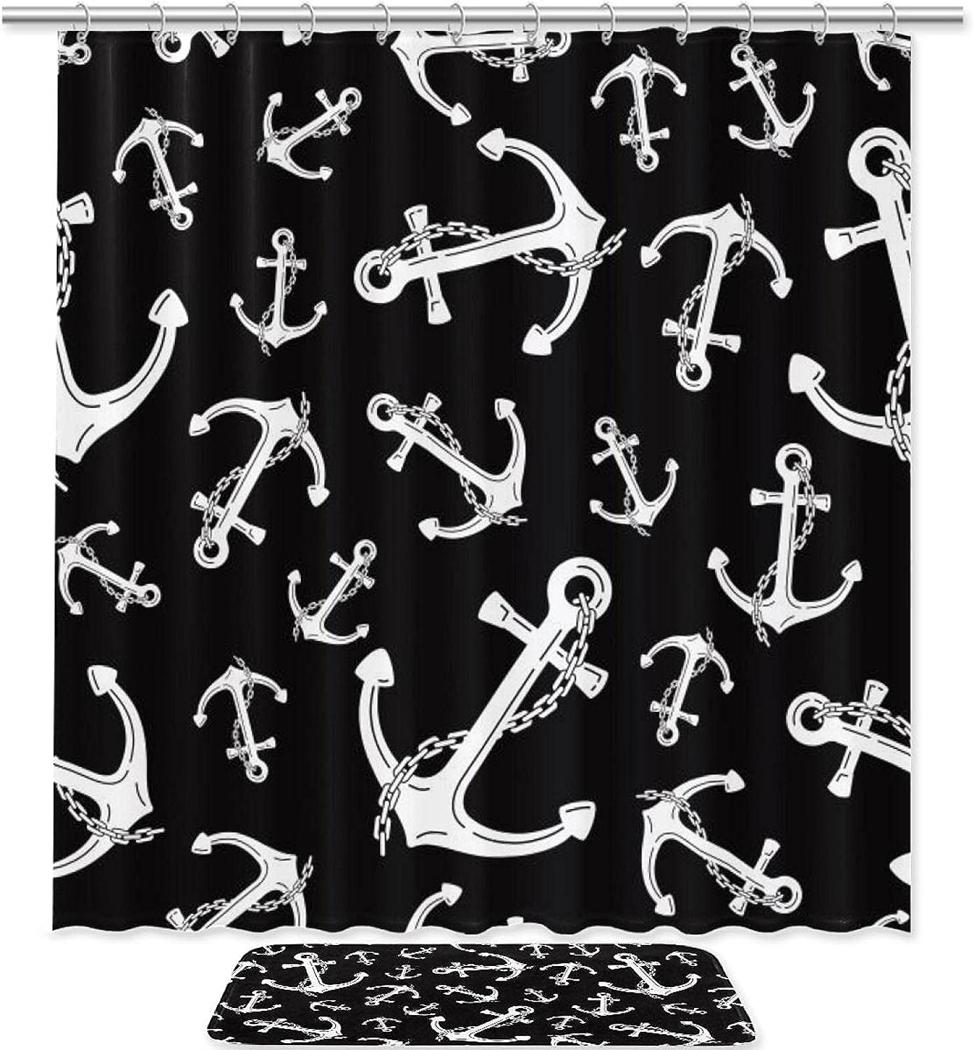 Anchor Chain Nautical Maritime Shower Curtain - Waterproof Bathroom Curtain