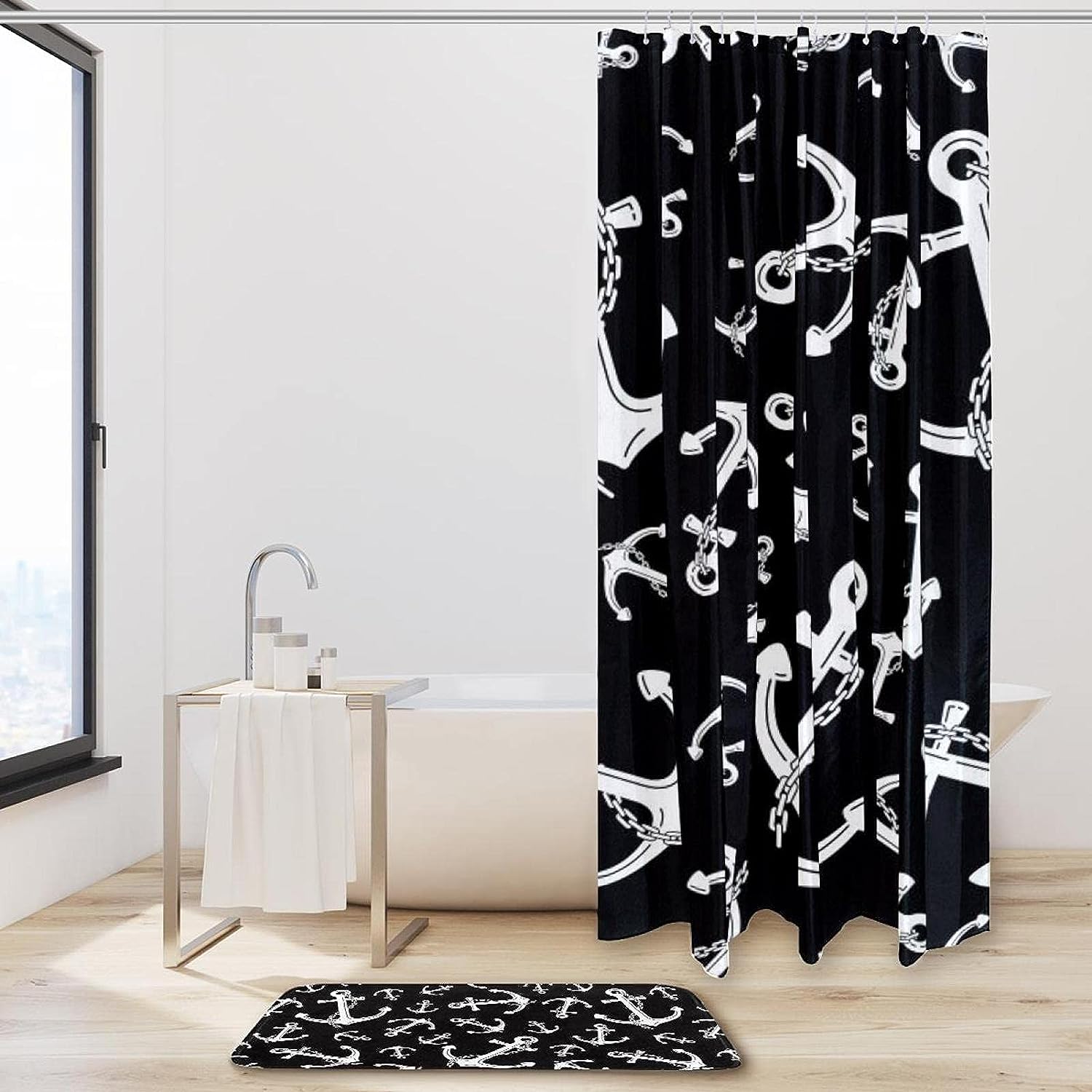 Anchor Chain Nautical Maritime Shower Curtain - Waterproof Bathroom Curtain
