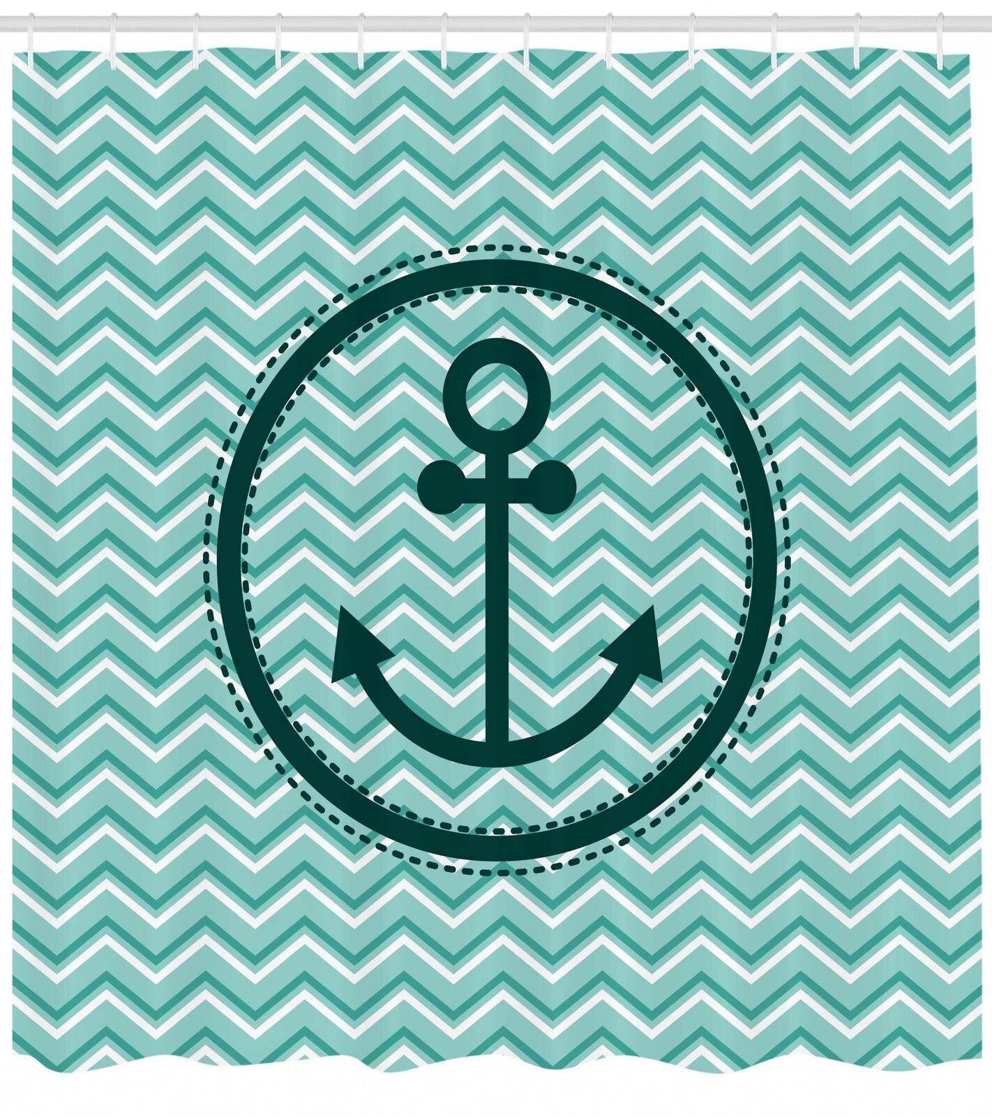 Anchor Marine Pattern Fabric Shower Curtain - Decor for Bathroom