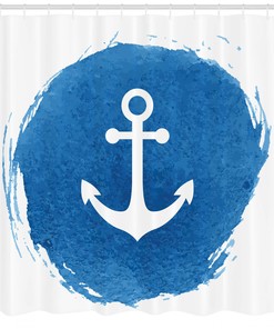 Anchor Marine Pattern Fabric Shower Curtain - Decor for Bathroom