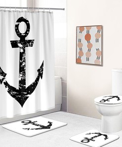 Anchor Nautical Shower Curtain - Fabric for Bathroom Thick 