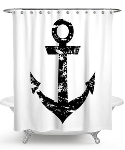 Anchor Nautical Shower Curtain - Fabric for Bathroom Thick