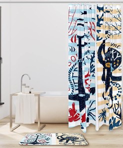 Anchor Octopus Waterproof Fabric Shower Curtain - Bathroom Curtain