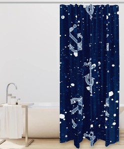 Anchor with Bubbles Waterproof Fabric Shower Curtain - Bathroom Curtain