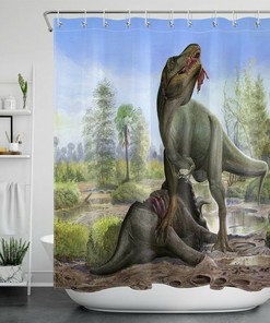 Ancient Dinosaur Hunting Tyrannosaurus Shower Curtain - Bathroom Accessory Fabric