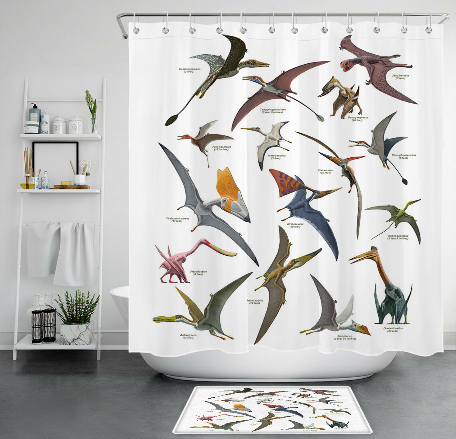 Ancient Flying Animal Dinosaur Pterodactyl Shower Curtain - Bathroom Decor