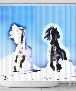 Andalusian Horse Print Shower Curtain - Equestrian Bathroom Decor