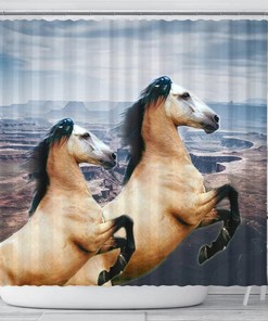 Andalusian Horse Print Shower Curtain - Fabric for Bathroom 