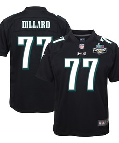 Andre Dillard 77 Philadelphia Eagles Super Bowl LVII Champions 2 Stars Youth Game Jersey - Black