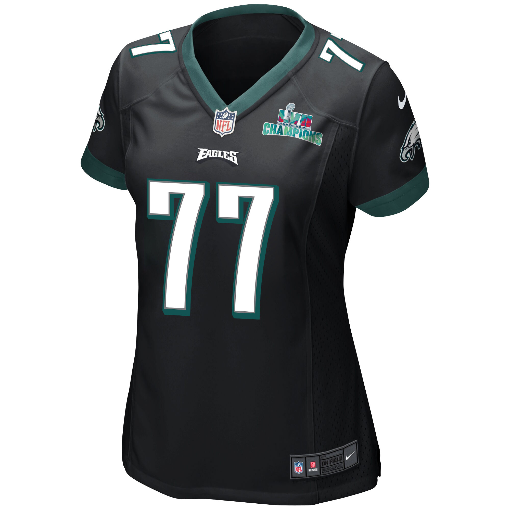 Andre Dillard 77 Philadelphia Eagles Super Bowl LVII Champions Women Game Jersey - Black