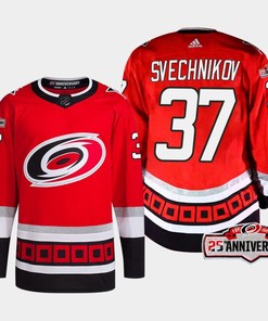 Andrei Svechnikov 37 Carolina Hurricanes Red Jersey 2022-23 Third 25th Anniversary