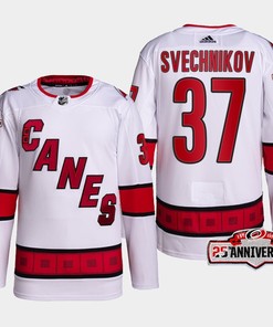 Andrei Svechnikov 37 Carolina Hurricanes White Jersey 2022-23 Away 25th Anniversary