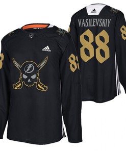 Andrei Vasilevskiy Lightning 2022 Pirate-themed Warmup Black Gasparilla inspired Jersey 88 Jersey