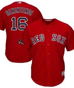 Andrew Benintendi Boston Red Sox 2018 World Series Champions Team Logo Player Jersey - Scarlet