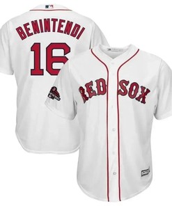 Andrew Benintendi Boston Red Sox 2018 World Series Champions Team Logo Player Jersey - White