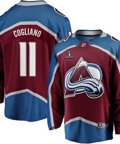 Andrew Cogliano 11 Colorado Avalanche Stanley Cup 2023 Playoffs Patch Home Breakaway Men Jersey - Burgundy