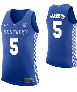Andrew Harrison 5 Kentucky Wildcats Elite Basketball Home Men Jersey - Blue