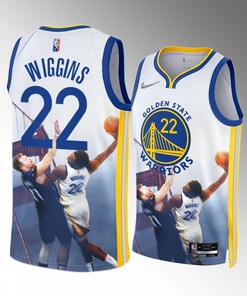 Andrew Wiggins 22 Poster Dunk Over Luka Golden State Warriors Printing White Men Jersey Playoffs Game