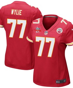 Andrew Wylie 77 Kansas City Chiefs Super Bowl LVII Champions 3 Stars Women Game Jersey - Red