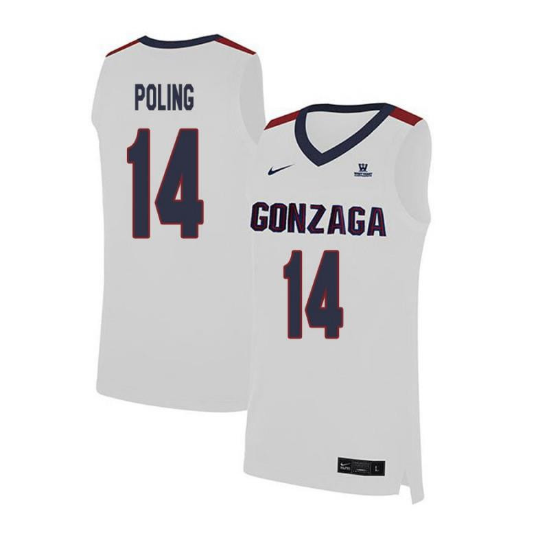 Andy Poling 14 Gonzaga Bulldogs Elite Basketball Men Jersey - White