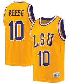 Angel Reese 10 LSU Tigers 2023 NCAA Basketball Jersey Retro- Gold