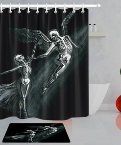 Angel Skull Dance of Death Bathroom Fabric Shower Curtain - Home Bathroom Decor with Free Hooks