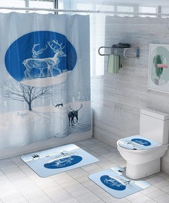 Animal Deer Print Waterproof Bath Curtain with Shower Stall Liner for a Nature-Inspired Bathroom Decor 