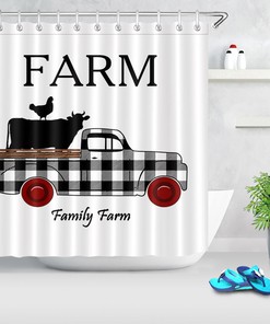 Animal Farm Truck Retro Shower Curtain for Rustic Bathroom Decor