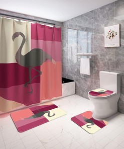 Animal Flamingo Print Waterproof Bath Curtain for a Tropical Bathroom Decor 