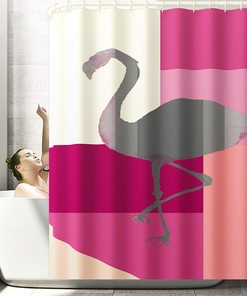 Animal Flamingo Print Waterproof Bath Curtain for a Tropical Bathroom Decor