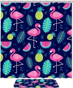 Animal Flamingo Printing Waterproof Fabric Shower Curtain - Home Decor