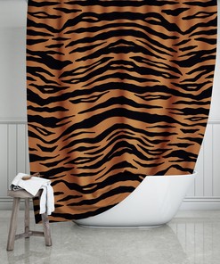 Animal Print Shower Curtain with Bengal Tiger Stripe - Anime Bathroom Decor