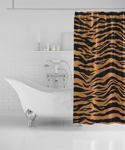 Animal Print Shower Curtain with Bengal Tiger Stripe - Anime Bathroom Decor