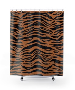Animal Print Shower Curtain with Bengal Tiger Stripe - Anime Bathroom Decor