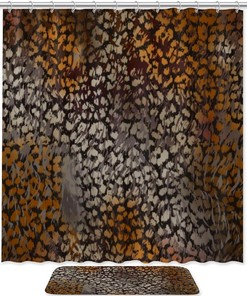 Animal Skin Leopard Print Waterproof Fabric Bathroom Curtain