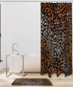Animal Skin Leopard Print Waterproof Fabric Bathroom Curtain