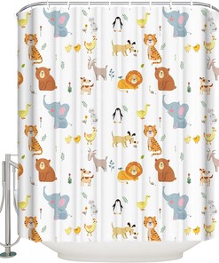 Animal Tiger Lion Elephant Penguin Shower Curtain for Home Bathroom Decor