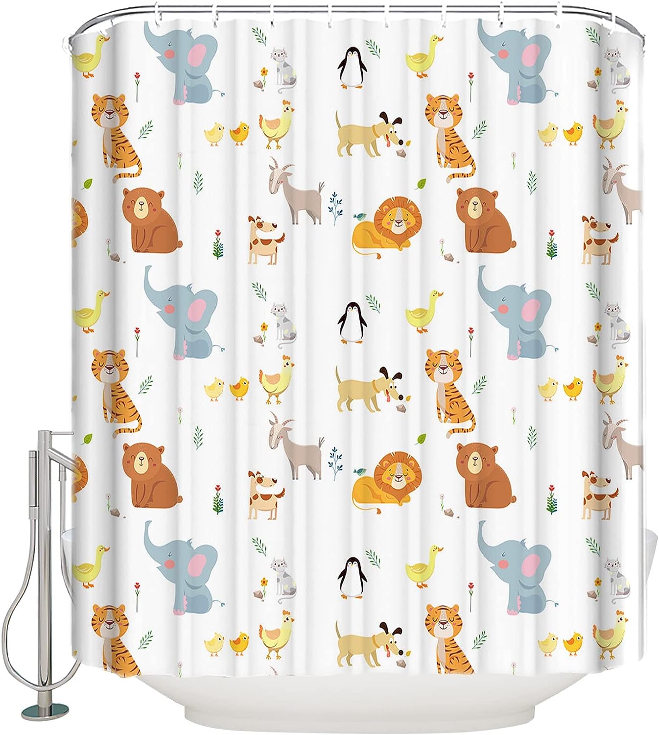 Animal Tiger Lion Elephant Penguin Shower Curtain for Home Bathroom Decor